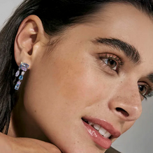 Load image into Gallery viewer, COLOUR WAVE DROP EARRINGS 149862/061 STERLING SILVER BLUE &amp; LAVENDER CZ
