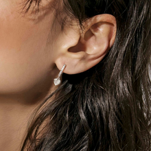 Load image into Gallery viewer, PETIT SPARKLE EARRINGS 242305/004 STERLING SILVER HEART CZ HOOPS
