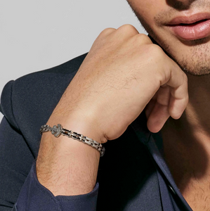 STRONG DIAMOND GEOMETRIC BRACELET 028339/028 STAINLESS STEEL ANCHOR & BLACK DIAMOND