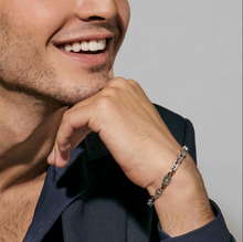 Load image into Gallery viewer, STRONG DIAMOND GEOMETRIC LINK BRACELET 028342/007 STAINLESS STEEL &amp; BLACK DIAMONDS

