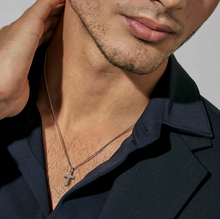 Load image into Gallery viewer, STRONG DIAMOND GEOMETRIC NECKLACE 028343/004 STAINLESS STEEL CROSS &amp; WHITE DIAMOND
