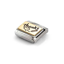 Load image into Gallery viewer, COMPOSABLE CLASSIC LINK 030166/76 THANKS HEART AND PENCIL IN 18K GOLD AND ENAMEL

