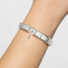 Load image into Gallery viewer, COMPOSABLE CLASSIC LINK 331815/18 PINK COCKTAIL PENDANT CHARM IN SILVER &amp; YELLOW CZ
