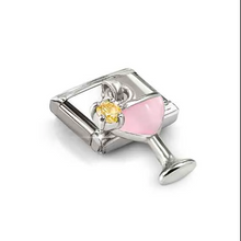 Load image into Gallery viewer, COMPOSABLE CLASSIC LINK 331815/18 PINK COCKTAIL PENDANT CHARM IN SILVER &amp; YELLOW CZ
