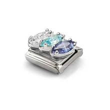Load image into Gallery viewer, COMPOSABLE CLASSIC LINK 330329/19 WHITE &amp; BLUE TRILOGY CZ IN SILVER
