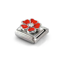 Load image into Gallery viewer, COMPOSABLE CLASSIC LINK 330321/20 RED FLOWER IN 925 SILVER, ENAMEL &amp; CZ
