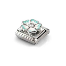 Load image into Gallery viewer, COMPOSABLE CLASSIC LINK 330321/18 GREEN FADE FLOWER IN 925 SILVER, ENAMEL &amp; CZ

