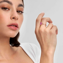Load image into Gallery viewer, COLOUR WAVE RING 149824/028 STERLING SILVER &amp; PINK CZ
