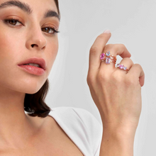 Load image into Gallery viewer, COLOUR WAVE RING 149824/029 STERLING SILVER &amp; LT BLUE CZ
