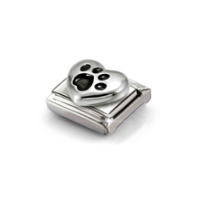 Load image into Gallery viewer, COMPOSABLE CLASSIC LINK 330204/51 BLACK PAW HEART IN SILVER
