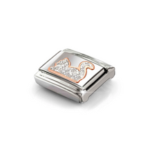 Load image into Gallery viewer, COMPOSABLE CLASSIC LINK 430205/33 SILVER GLITTER CAT IN 9K ROSE GOLD
