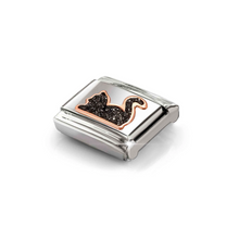 Load image into Gallery viewer, COMPOSABLE CLASSIC LINK 430205/32 BLACK GLITTER CAT IN 9K ROSE GOLD
