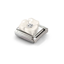 Load image into Gallery viewer, COMPOSABLE CLASSIC LINK 330512/24 WHITE 3 PETAL FLOWER IN SILVER &amp; CZ
