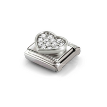 Load image into Gallery viewer, COMPOSABLE CLASSIC LINK 330322/24 WHITE HEART CZ IN SILVER
