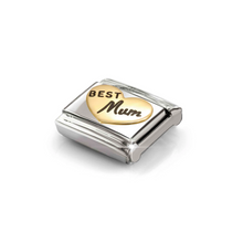 Load image into Gallery viewer, COMPOSABLE CLASSIC LINK 030285/93 BEST MUM HEART IN 18K GOLD &amp; ENAMEL
