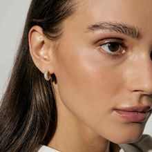 Load image into Gallery viewer, SIREN DREAM EARRINGS 243322/010 WHITE PAVÉ SET CZ HOOPS IN SILVER
