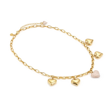 Load image into Gallery viewer, WEAR &amp; STYLE NECKLACE 134511/006 GOLDEN &amp; ENAMEL HEART PENDANTS
