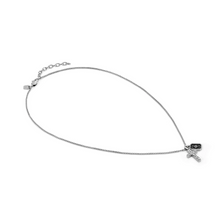 Load image into Gallery viewer, BOLD STEEL NECKLACE 133213/007 CROSS WITH CZ &amp; BLACK ENAMEL
