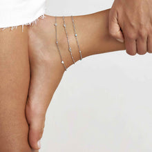Load image into Gallery viewer, ANKLET 241000/003 SILVER CHAIN WITH TURQUOISE &amp; CZ
