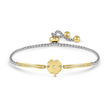 Load image into Gallery viewer, MILLELUCI REFINED BRACELET WITH CZ 028018/006 GOLD FOUR LEAF CLOVER WITH CZ

