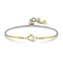 Load image into Gallery viewer, MILLELUCI REFINED BRACELET WITH CZ 028021/022 GOLD DOUBLE HEARTS WITH CZ
