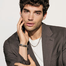 Load image into Gallery viewer, VIRTUS CODE BRACELET 1330101/030 WIDE SATIN BLACK &amp; SILVER
