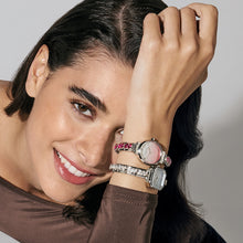 Load image into Gallery viewer, WATCH PARIS 076037/034 STAINLESS STEEL RECTANGLE &amp; PINK FADE GLITTER DIAL
