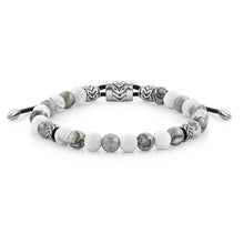 Load image into Gallery viewer, INSTINCT BRACELET 027916/069 WHITE HOWLITE &amp; GREY JADE
