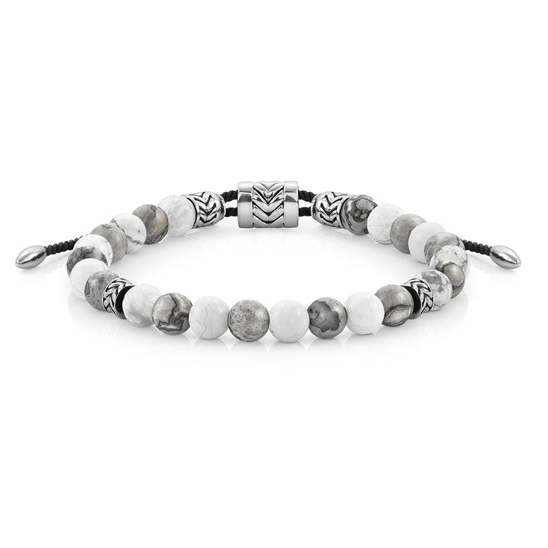 INSTINCT BRACELET 027916/069 WHITE HOWLITE & GREY JADE