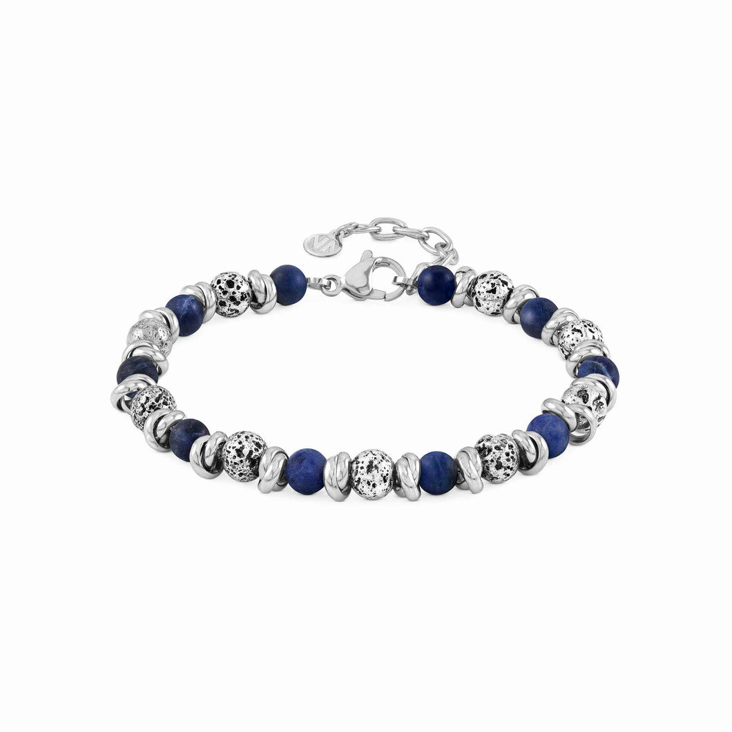 INSTINCT BRACELET 027919/034 STAINLESS STEEL WITH LAVA STONES & BLUE SODALITE