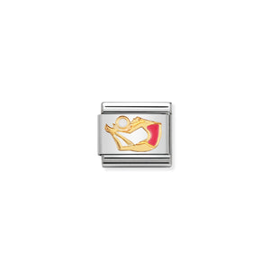 COMPOSABLE CLASSIC LINK 030203/36 GYMNAST WITH BALL IN 18K GOLD & ENAMEL