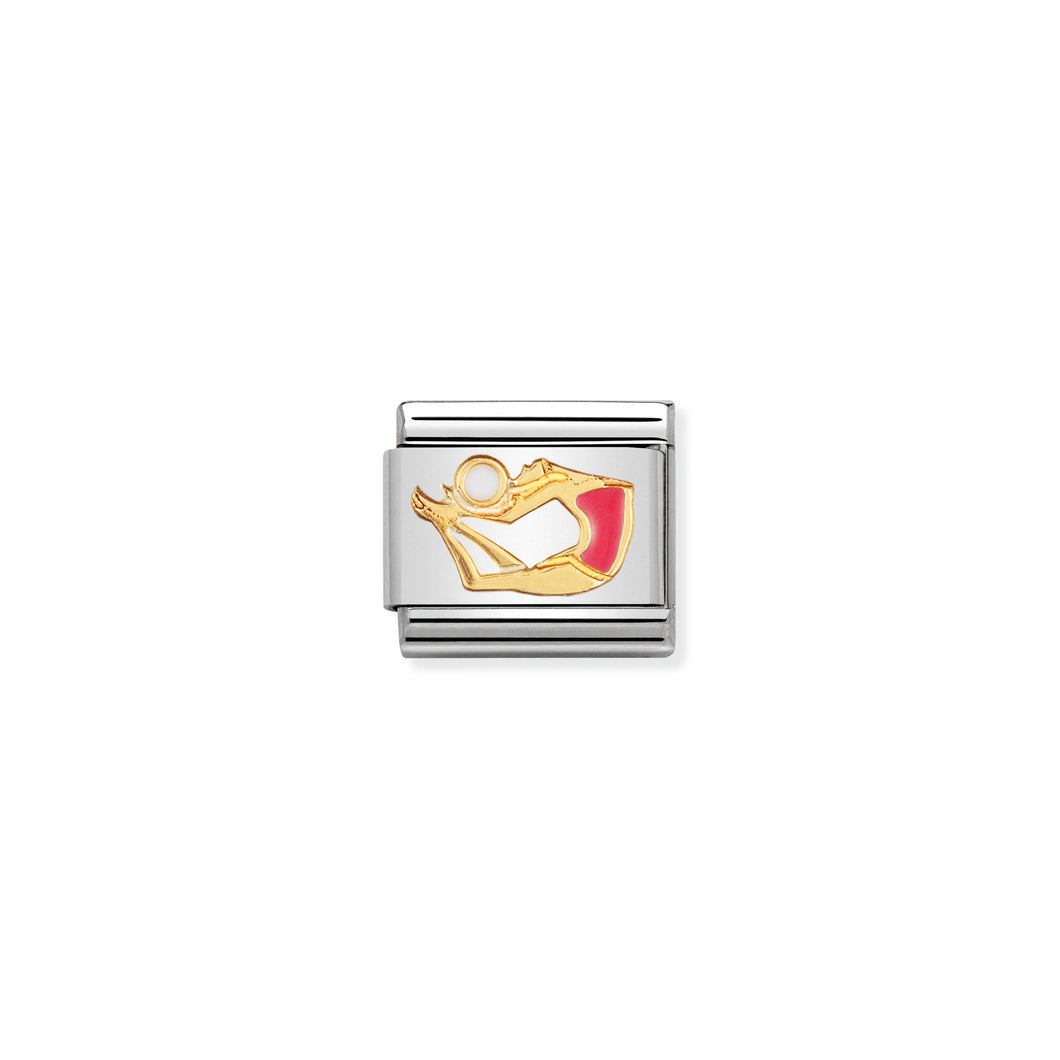 COMPOSABLE CLASSIC LINK 030203/36 GYMNAST WITH BALL IN 18K GOLD & ENAMEL