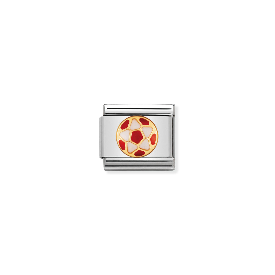 COMPOSABLE CLASSIC LINK 030204/38 RED BALL IN 18K GOLD & ENAMEL