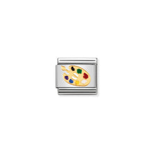 Load image into Gallery viewer, COMPOSABLE CLASSIC LINK 030208/04 ARTIST&#39;S PALETTE IN 18K GOLD AND ENAMEL
