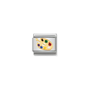 COMPOSABLE CLASSIC LINK 030208/04 ARTIST'S PALETTE IN 18K GOLD AND ENAMEL