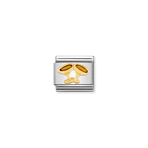 COMPOSABLE CLASSIC LINK 030209/24 CHAMPAGNE GLASSES IN 18K GOLD AND ENAMEL