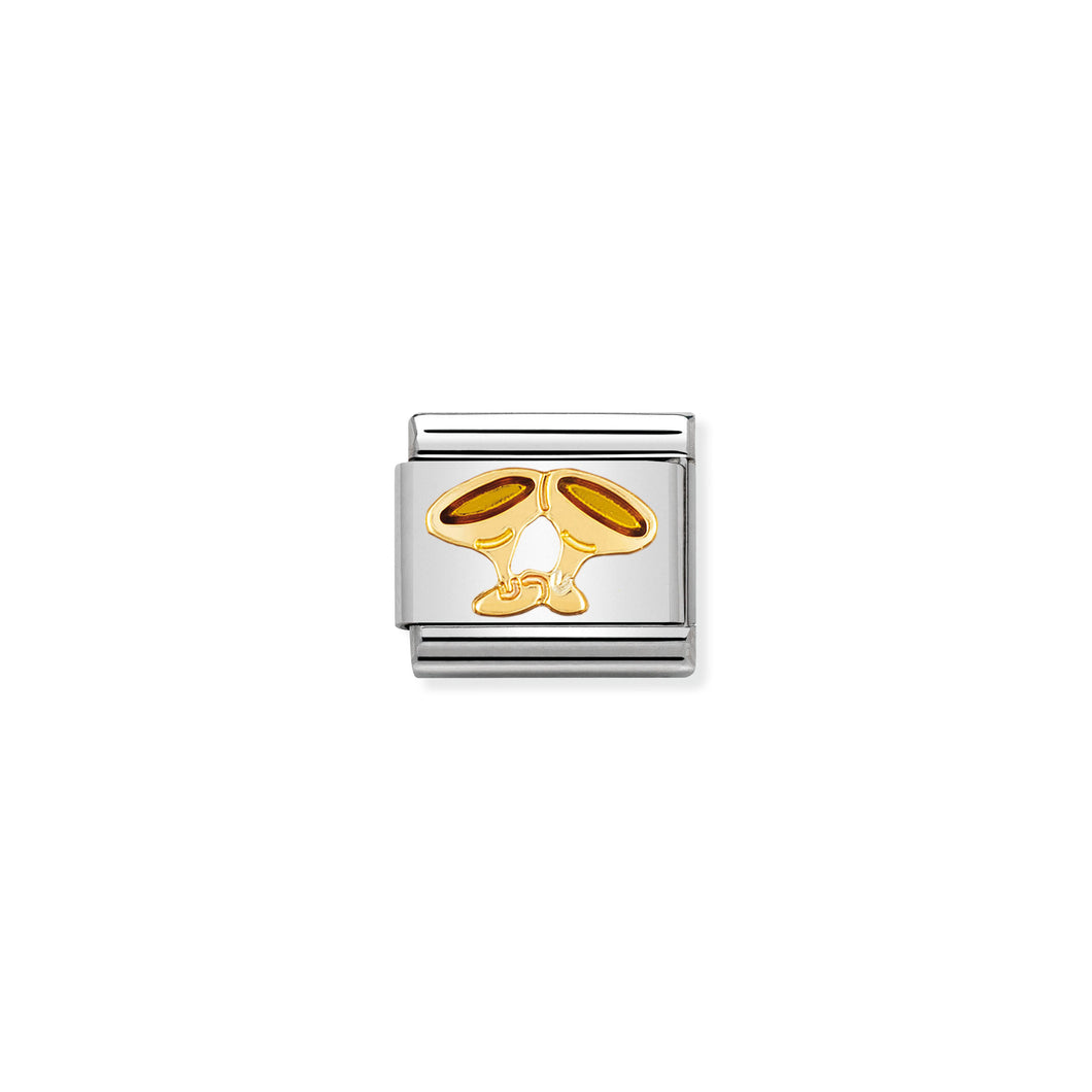 COMPOSABLE CLASSIC LINK 030209/24 CHAMPAGNE GLASSES IN 18K GOLD AND ENAMEL