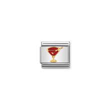 Load image into Gallery viewer, COMPOSABLE CLASSIC LINK 030209/29 RED COCKTAIL GLASS IN 18K GOLD AND ENAMEL
