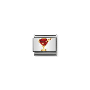 COMPOSABLE CLASSIC LINK 030209/29 RED COCKTAIL GLASS IN 18K GOLD AND ENAMEL