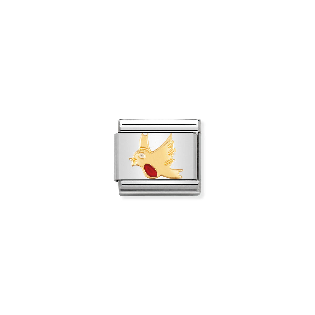 COMPOSABLE CLASSIC LINK 030211/06 ROBIN IN 18K GOLD AND ENAMEL
