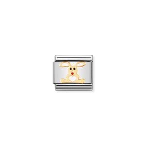 COMPOSABLE CLASSIC LINK 030212/02 WHITE RABBIT IN 18K GOLD AND ENAMEL