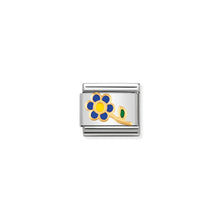 Load image into Gallery viewer, COMPOSABLE CLASSIC LINK 030214/06 BLUE FLOWER WITH STEM IN 18K GOLD AND ENAMEL
