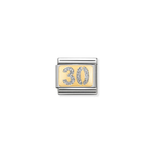 COMPOSABLE CLASSIC LINK 030224/03 NUMBER 30 WITH GLITTER IN 18K GOLD
