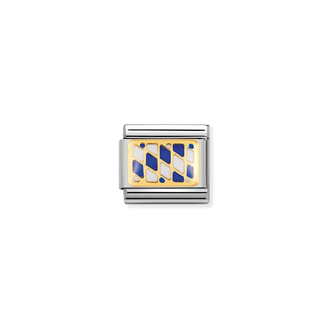 COMPOSABLE CLASSIC LINK 030234/37 BAVARIA FLAG IN 18K GOLD AND ENAMEL