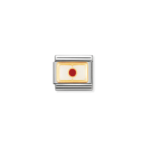 COMPOSABLE CLASSIC LINK 030236/01 JAPAN FLAG IN 18K GOLD AND ENAMEL