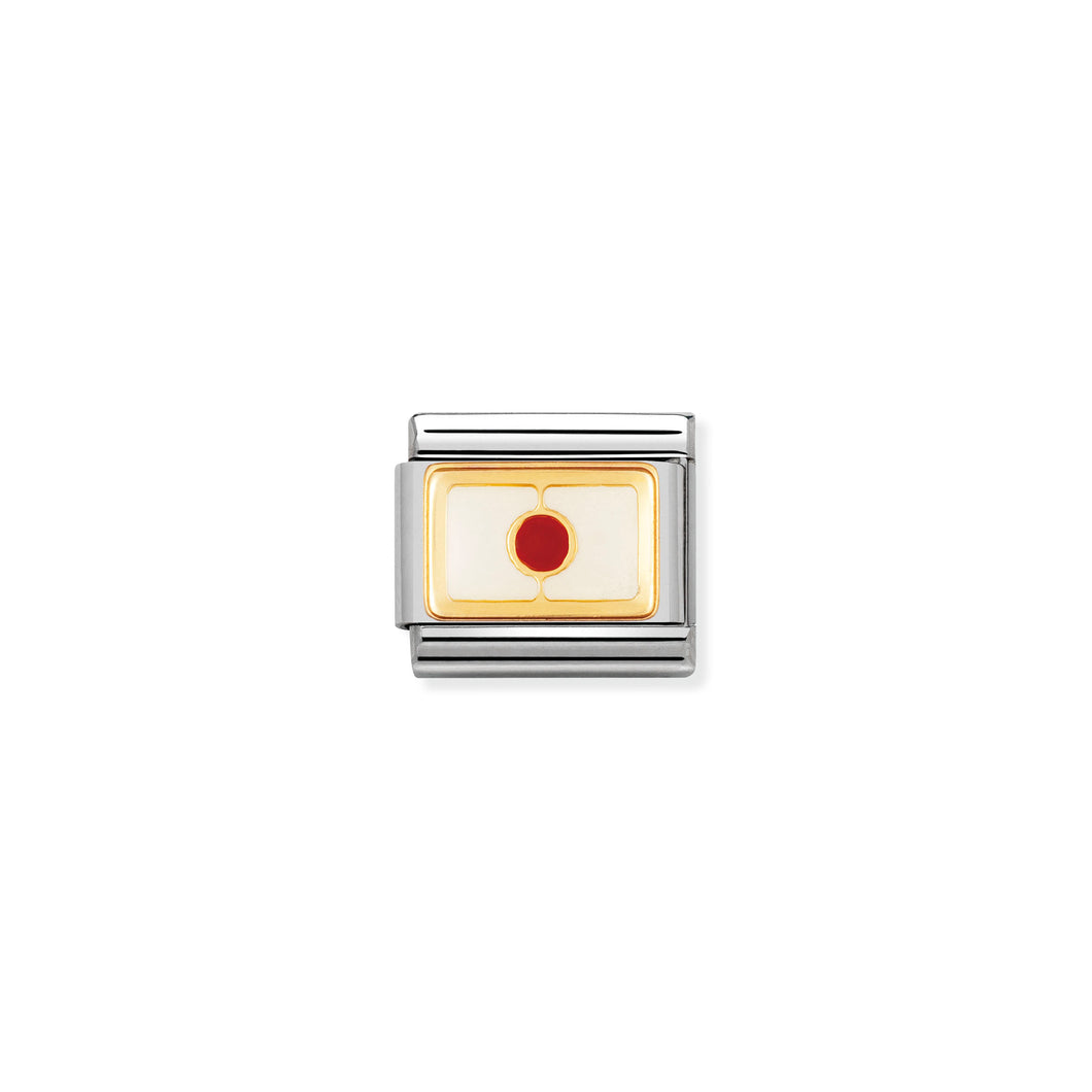 COMPOSABLE CLASSIC LINK 030236/01 JAPAN FLAG IN 18K GOLD AND ENAMEL