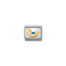 Load image into Gallery viewer, COMPOSABLE CLASSIC LINK 030242/44 LIGHT BLUE ROCKING HORSE IN 18K GOLD AND ENAMEL
