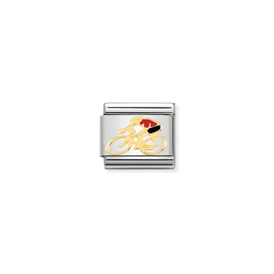 COMPOSABLE CLASSIC LINK 030259/14 RED CYCLIST IN 18K GOLD AND ENAMEL
