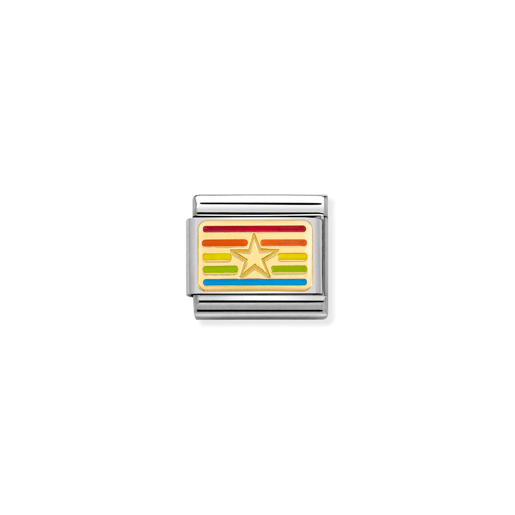 COMPOSABLE CLASSIC LINK 030263/23 RAINBOW STAR FLAG IN 18K GOLD