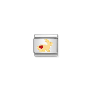 COMPOSABLE CLASSIC LINK 030272/46 RABBIT WITH HEART 18K GOLD AND ENAMEL